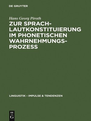 cover image of Zur Sprachlautkonstituierung im phonetischen Wahrnehmungsprozess